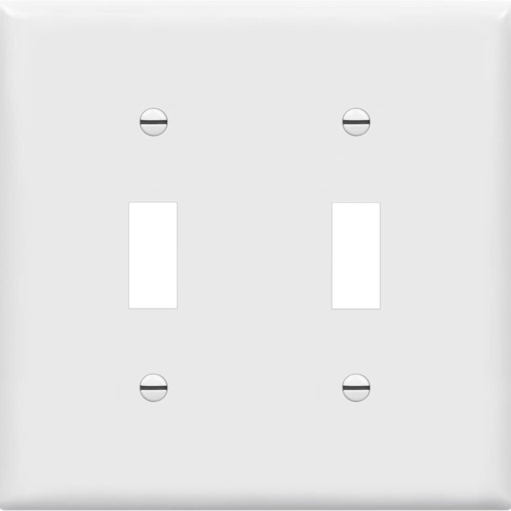 Toggle Light Switch Wall Plate, Gloss Finish, Size 2-Gang 4.50" x 4.57", Double